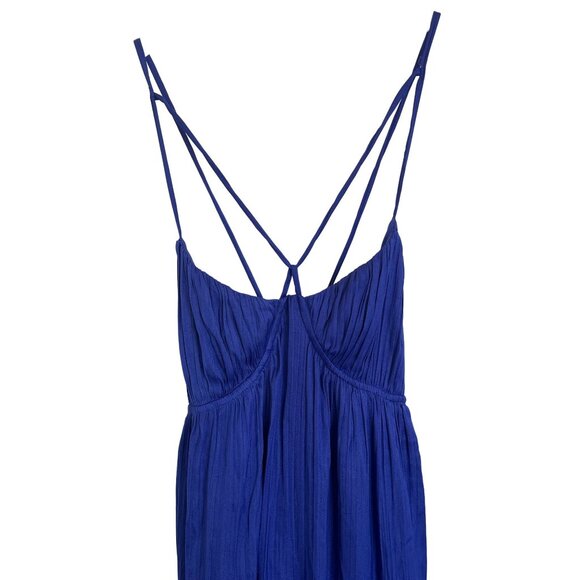 Anthropologie Blue Strappy Halter Slit Maxi Dress - Picture 6 of 8